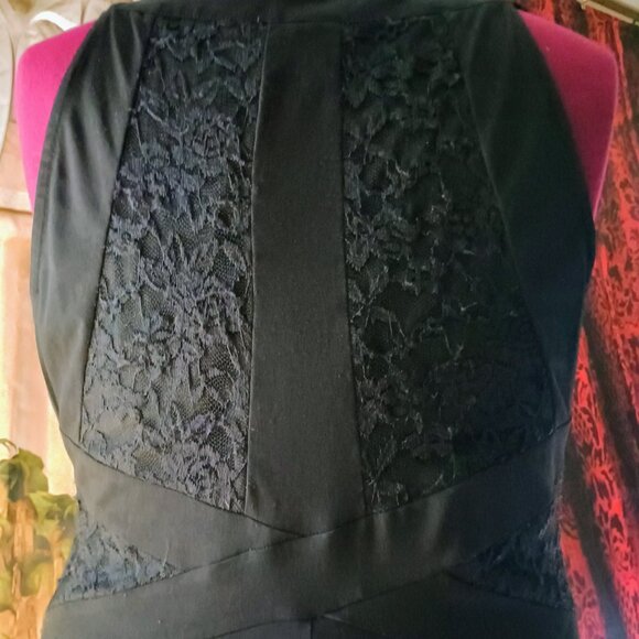 EUC: Candalite Sze 1X Black Maxi Dress with Lace Bodice - Picture 5 of 7